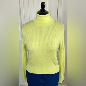 J. Crew Women’s Yellow Greenish Ribbed Turtleneck Sweater, XL, NEW